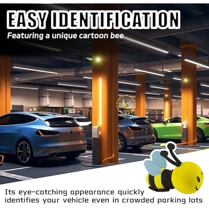 rayihni Happy Bee Car Antenna Topper, Cute Bee EVA Automotive Antenna Ball Decorative Antenna Hat, Easy to Find Car in The Parking Lot, Universal Exterior Decor Car Accessories (Wink) - Image 3