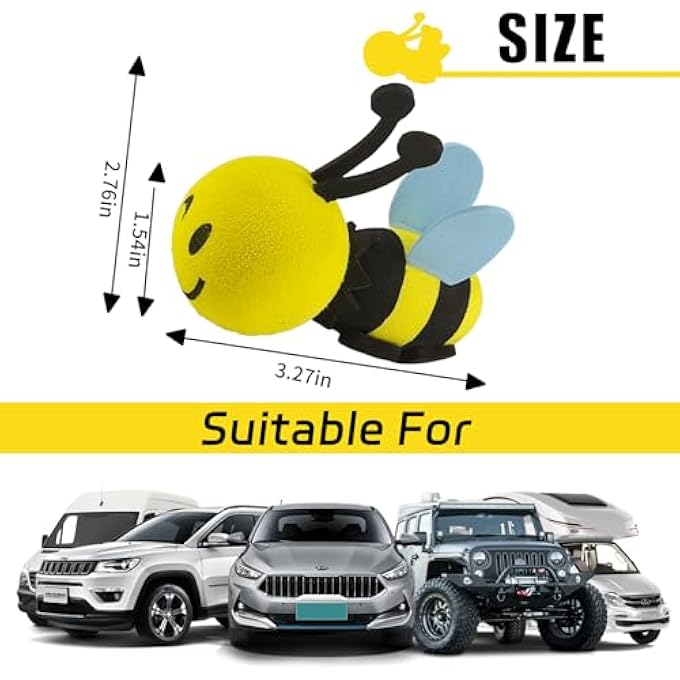 rayihni Happy Bee Car Antenna Topper, Cute Bee EVA Automotive Antenna Ball Decorative Antenna Hat, Easy to Find Car in The Parking Lot, Universal Exterior Decor Car Accessories (Wink) - Image 2