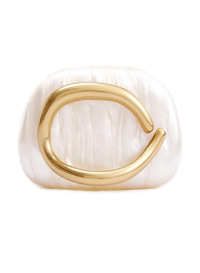 CUXVA Acrylic Clutch Purse for Women Classic Round Acrylic Evening Handbag Vintage Metal Handlebars Bag for Wedding Party Prom, White - Image 1