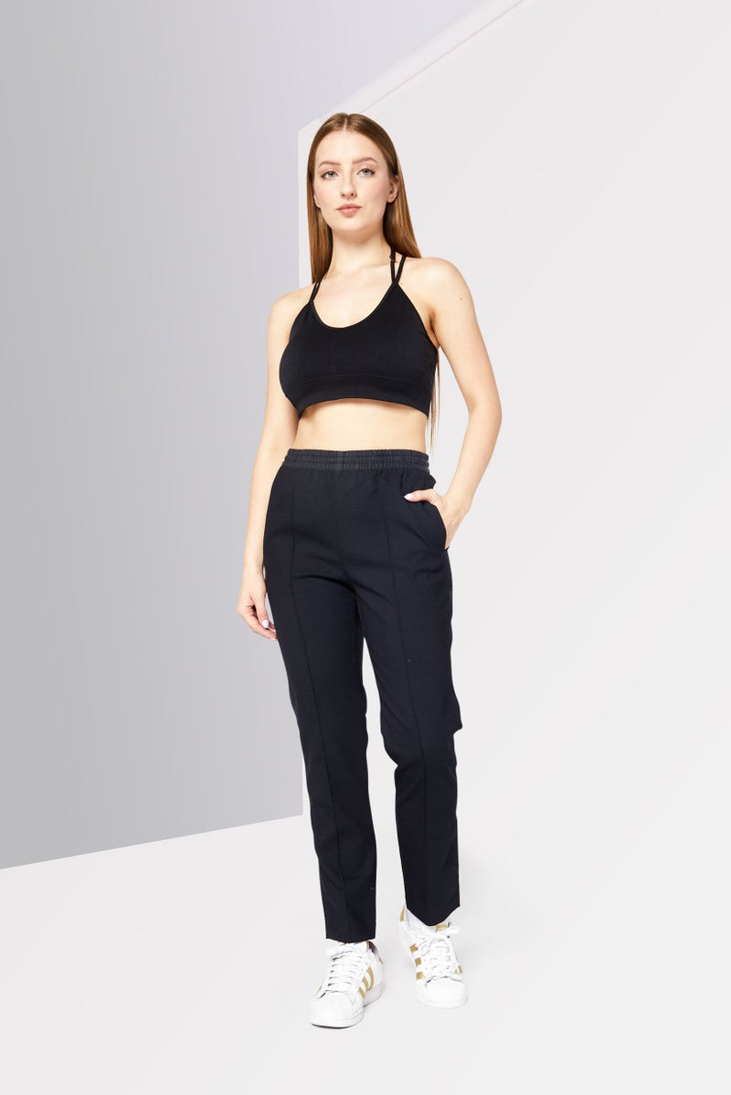 LACOSTE Women Sportswear Fit Solid Outdoor Track Pants, Black  - Image 2