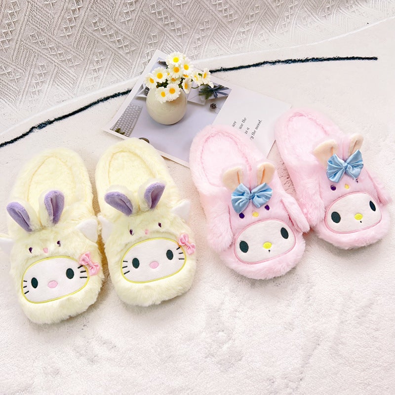 Cartoon Cute Girl Heart Shoes Melody Little White Dog Little Devil Pudding Dog Baotou Home Floor Slippers - Image 4