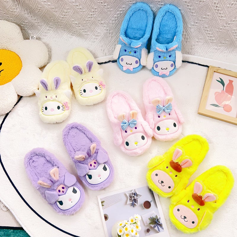 Cartoon Cute Girl Heart Shoes Melody Little White Dog Little Devil Pudding Dog Baotou Home Floor Slippers - Image 2
