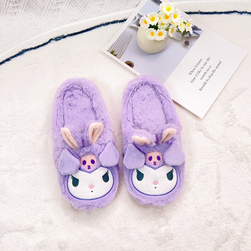Cartoon Cute Girl Heart Shoes Melody Little White Dog Little Devil Pudding Dog Baotou Home Floor Slippers - Image 1