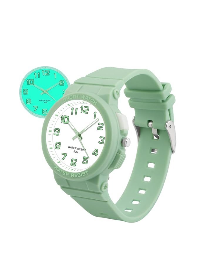 Zikra Kid's Watch, Outdoor Sports Kids Waterproof Watch, Kid's Analog Watch Easy-to-Read Time Teaching Large Dial, Analog Watch with Backlight, Kids Gifts, Minimalist Wrist Watch, Soft Band 5-18 Years Old - Image 1