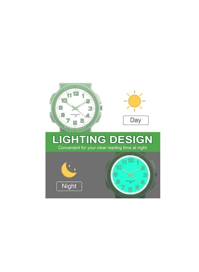 Zikra Kid's Watch, Outdoor Sports Kids Waterproof Watch, Kid's Analog Watch Easy-to-Read Time Teaching Large Dial, Analog Watch with Backlight, Kids Gifts, Minimalist Wrist Watch, Soft Band 5-18 Years Old - Image 5