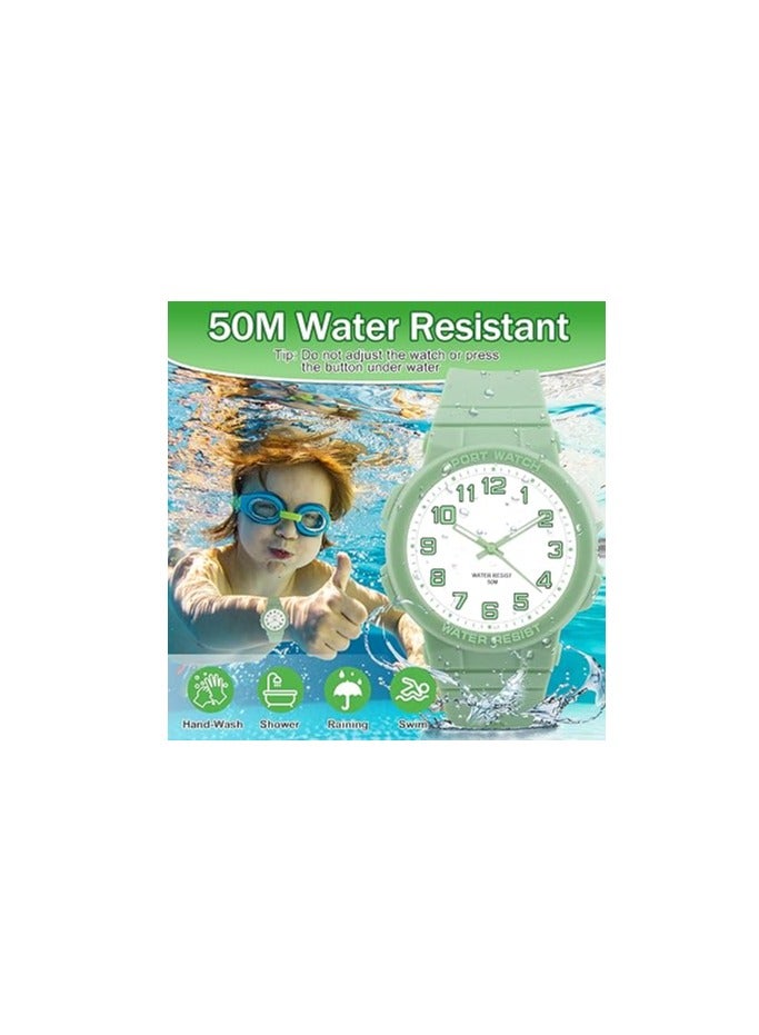 Zikra Kid's Watch, Outdoor Sports Kids Waterproof Watch, Kid's Analog Watch Easy-to-Read Time Teaching Large Dial, Analog Watch with Backlight, Kids Gifts, Minimalist Wrist Watch, Soft Band 5-18 Years Old - Image 2