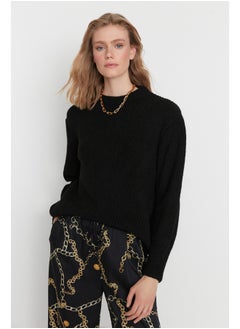 Black Wide Fit Soft Textured Basic Knitwear Sweater TWOAW20FV0142
