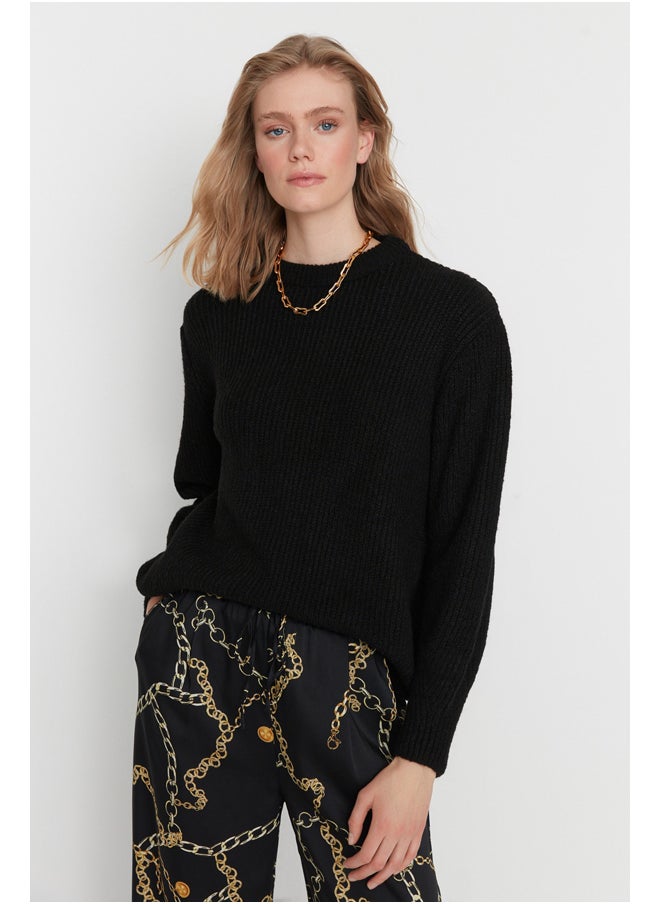 trendyol - Black Wide Fit Soft Textured Basic Knitwear Sweater TWOAW20FV0142 - Image 1
