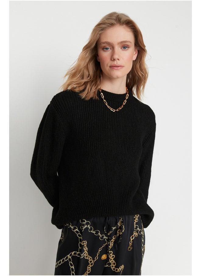 trendyol - Black Wide Fit Soft Textured Basic Knitwear Sweater TWOAW20FV0142 - Image 1