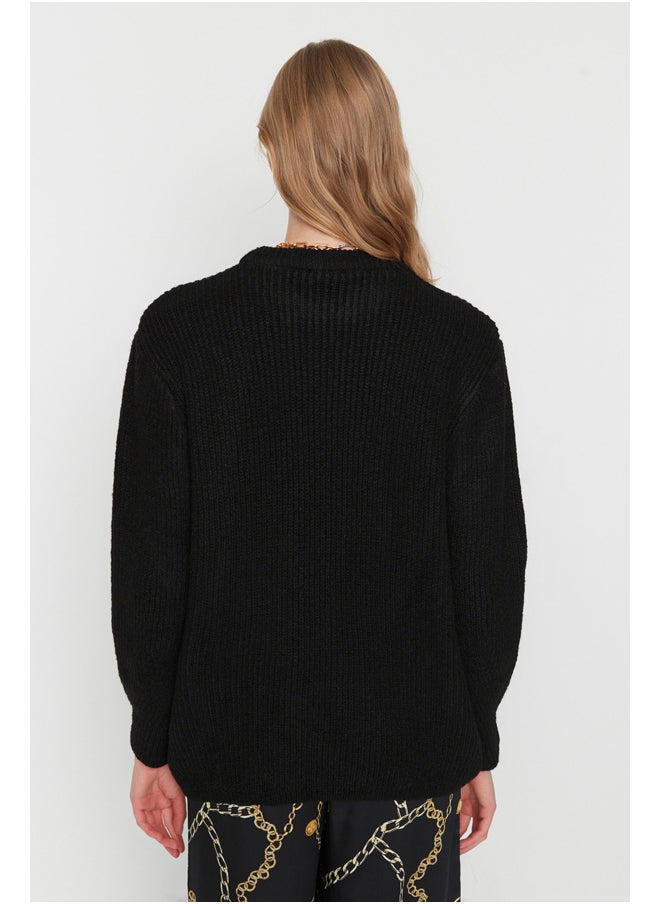 trendyol - Black Wide Fit Soft Textured Basic Knitwear Sweater TWOAW20FV0142 - Image 1