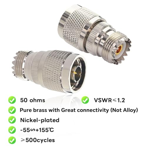Boobrie N Male to UHF Female SO-239 Connector SO239 Jack to N-Type RF Coaxial Coax Cable Adapter for Antenna/Wireless LAN Device/WiFi/Radio/Coaxial Extension Cable Pack of 2 - Image 3