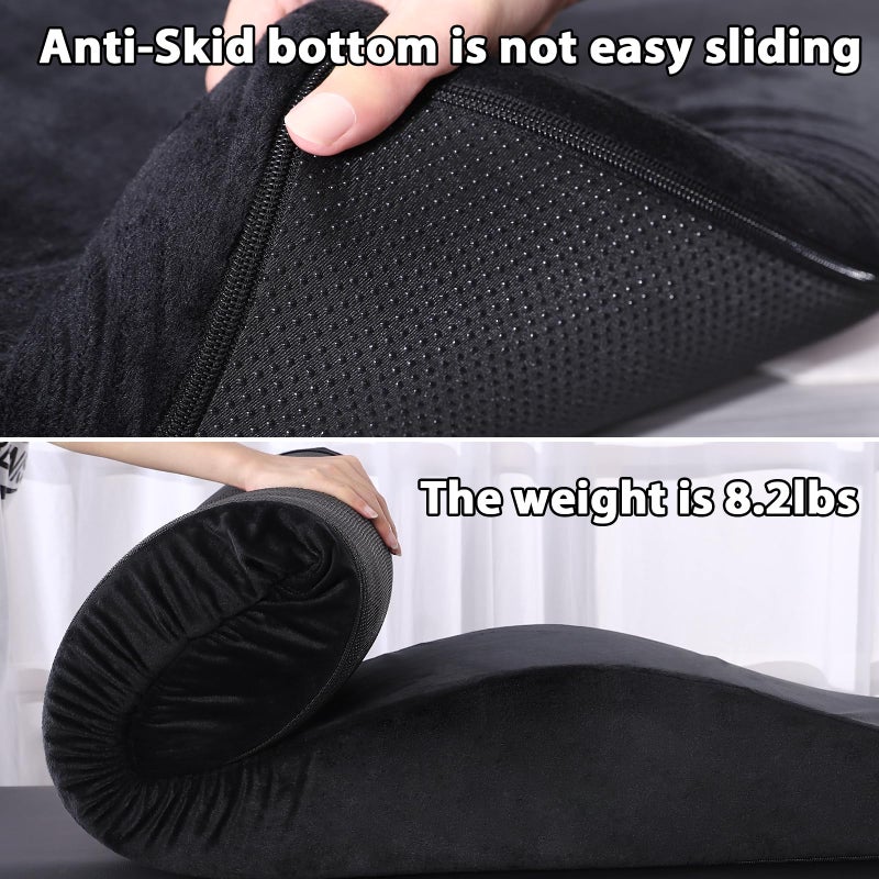 PRASNE Luxurious Curved Lash Bed Topper & Bed Cover - Ergonomic Massage Table FoamTopper Wave Mattress Support The Body 30D High Density Foam with Salon Be Cover - Black - Image 4