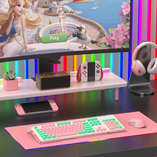 Rulyyo Ergonomic Computer Keyboard Stand - 17 Inch Clear Acrylic Keyboard Riser for Desk Tilted Keyboard Holder Tray with Memo Board & Pink Non-Slip Strip for Home Office Easy Typing & Working - Image 4