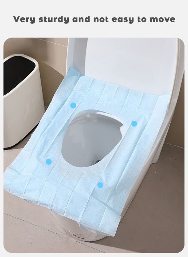 40pcs غطاء مقعد المرحاض القابل للتصرف ، وسائد المرحاض ، وسائد مقعد المرحاض القابلة للتصرف ، وسائد المرحاض المحمولة السميكة ، للأطفال ، مصنوعة من ورق اللب الخشبي ، حصيرة المرحاض ، الأزرق - Image 3