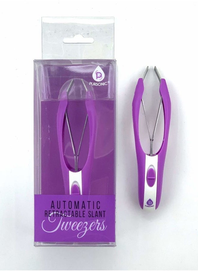 Pursonic - Auto Retractable Tweezers for Eyebrows, Ingrown Hair & Facial Hair, Durable Stainless Steel Material - Features Spotlight & Smart Grab System - Image 1