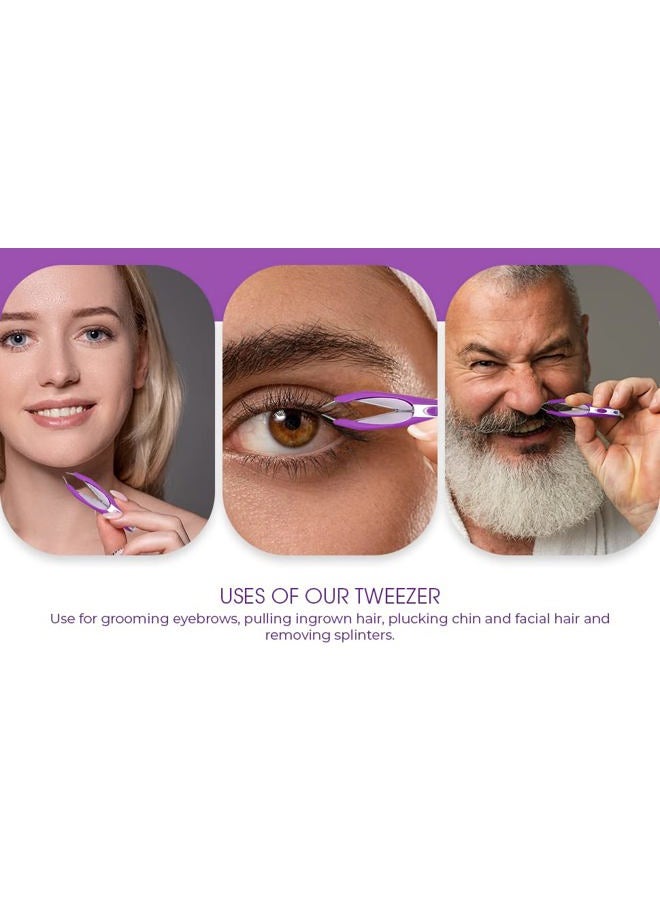Pursonic - Auto Retractable Tweezers for Eyebrows, Ingrown Hair & Facial Hair, Durable Stainless Steel Material - Features Spotlight & Smart Grab System - Image 1