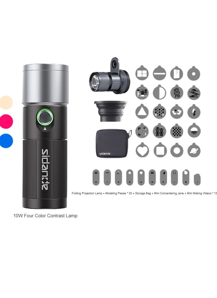 Sidande Videography Flashlight, Lightweight And Portable Strobe Light, Zoomable Photography Fill Light, Durable Ambience Light With Thread, (10W Standard Plus Mini concentrator Plus Video (Free Styling Sheet Plus Storage Bag))  - Image 1