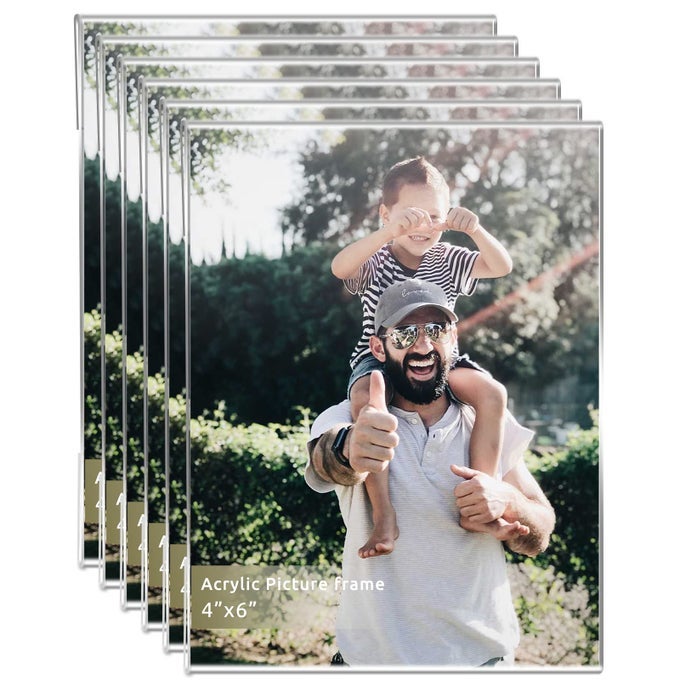 CLEAR ACRYLIC PHOTO PICTURE FRAMES DISPLAY PICTUREWALL MOUNTING CLEAR FOR HOMESCHOOLOFFICEVERTICAL 4X6 SET OF 6
