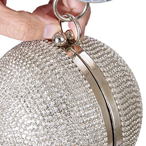 Zebrum Womens Evening Clutch Bag Designer Evening Handbag Hand Bag,Lady Party Wedding Clutch Purse (Ball Shape Rhinestone -Sliver) - Image 4