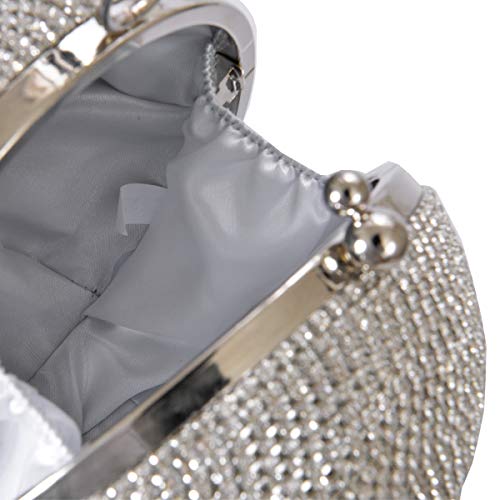 Zebrum Womens Evening Clutch Bag Designer Evening Handbag Hand Bag,Lady Party Wedding Clutch Purse (Ball Shape Rhinestone -Sliver) - Image 5
