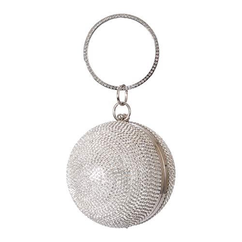 Zebrum Womens Evening Clutch Bag Designer Evening Handbag Hand Bag,Lady Party Wedding Clutch Purse (Ball Shape Rhinestone -Sliver) - Image 1