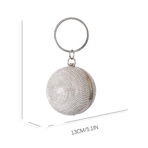 Zebrum Womens Evening Clutch Bag Designer Evening Handbag Hand Bag,Lady Party Wedding Clutch Purse (Ball Shape Rhinestone -Sliver) - Image 2