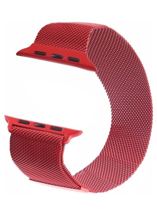 NIBEMINENT Milanese Loop Magnetic Stainless Steel Watchband For Apple Watch Series 7/6/5/4/3/2/1/SE 41/40/38mm Red - Image 4