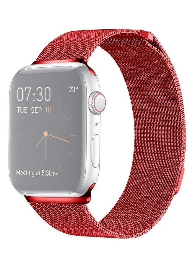 NIBEMINENT Milanese Loop Magnetic Stainless Steel Watchband For Apple Watch Series 7/6/5/4/3/2/1/SE 41/40/38mm Red - Image 1