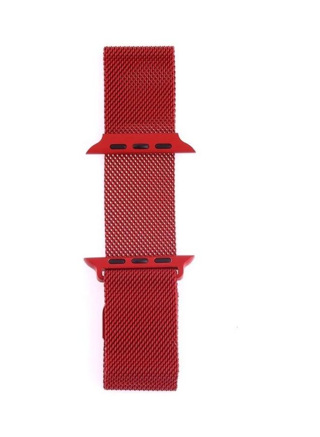 NIBEMINENT Milanese Loop Magnetic Stainless Steel Watchband For Apple Watch Series 7/6/5/4/3/2/1/SE 41/40/38mm Red - Image 3