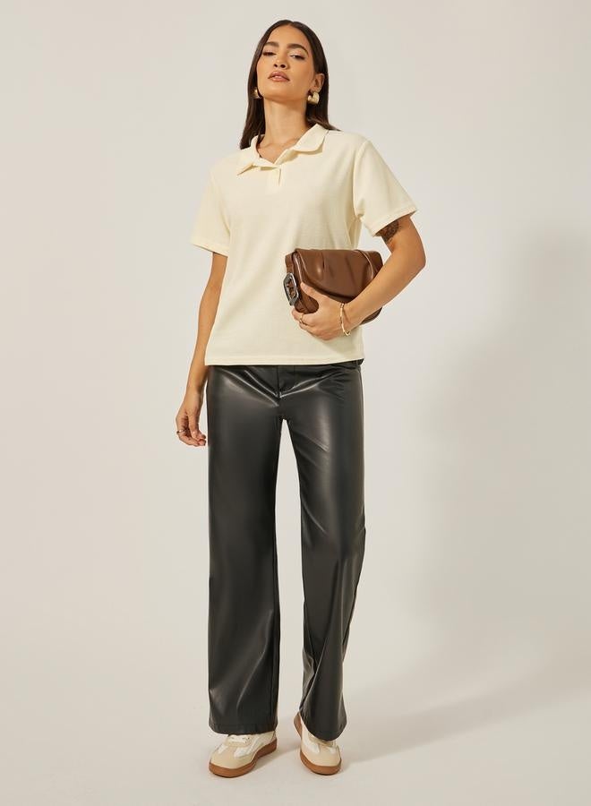 Styli Waffle Knit Regular Fit Polo T-Shirt  - Image 2