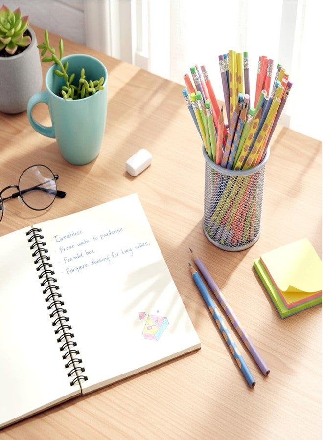 TecUnite 60 Pcs HB Pencils #2 Unsharpened Wood Cased Pencils with Eraser Triangular Pencil Cute Graphite No. 2 Pen for Adults Gifts Exam School Office Sketching Learning (Rainbow Color, Silver) - Image 4