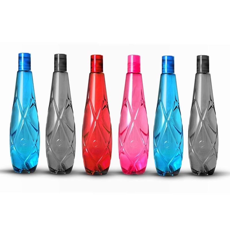 Stysol Reusable Plastic Water Bottle Set of 6 Fridge Bottles For Office Home Gym Leakproof BPA Free Food Grade - Image 1