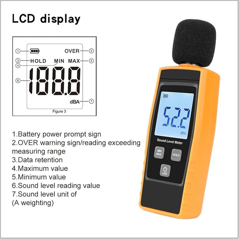 Digital Sound Level Meter Noise Decibel Tester 30 130dB Handheld Portable - Image 3