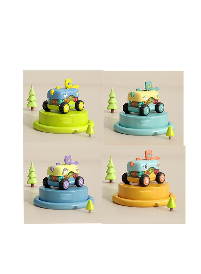 Toyland Pack of 4 Multifunction Gear Inertia Engineering Vehicle Toys Pull Back Vehicle Train Toy Inertia Toy Car With Whistle For Kids-Assorted Colour