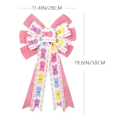 Yuubin 2 Pcs Easter Bows for Wreaths Decor12 20In Large Spring Summer Tree Topper Bow with Bunny for Basket Home Party Front Door Indoor Outdoor Holiday Decorations - Image 3