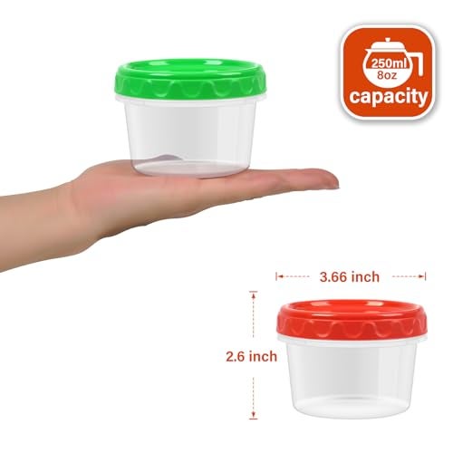 EONJOE 8 oz Small Freezer Containers with Lids Stackable Plastic Food Storage Container 1 Cup Meal Prep Bowls Airtight Dishwasher Safe,12-pack - Image 2