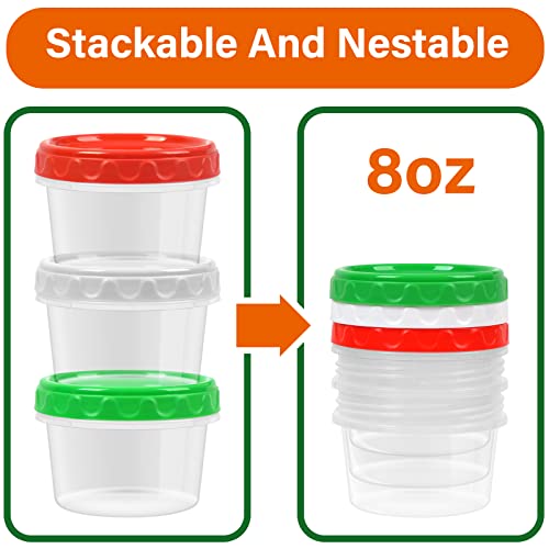 EONJOE 8 oz Small Freezer Containers with Lids Stackable Plastic Food Storage Container 1 Cup Meal Prep Bowls Airtight Dishwasher Safe,12-pack - Image 3
