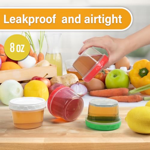 EONJOE 8 oz Small Freezer Containers with Lids Stackable Plastic Food Storage Container 1 Cup Meal Prep Bowls Airtight Dishwasher Safe,12-pack - Image 4