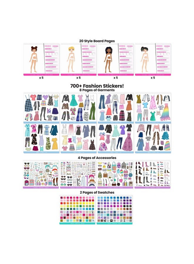 Fashion Angels Sticker Stylist Designer Kit For Girls - Kids Sticker By Number Book For Girls - 700+ Stickers - Fashion Sticker Activity Book - Road Trip Essentials For Kids Ages 6 And Up  - Image 1