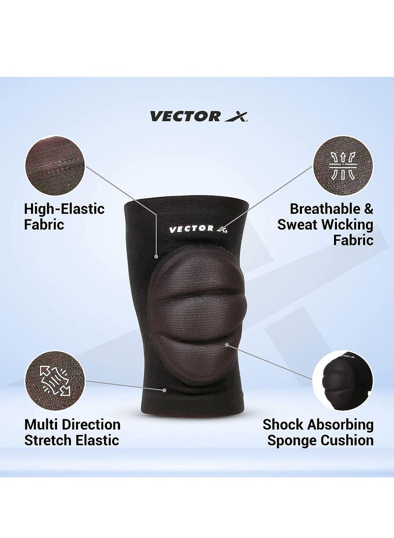 Vector X Moulded Elastic Slip-in Knee Support | Size - Small | Material - Elasticized Fabric | Pain Relief, Gym, Sports, Exercise, Workout, Cycling - Image 2