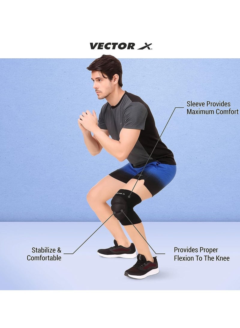 Vector X Moulded Elastic Slip-in Knee Support | Size - Small | Material - Elasticized Fabric | Pain Relief, Gym, Sports, Exercise, Workout, Cycling - Image 3