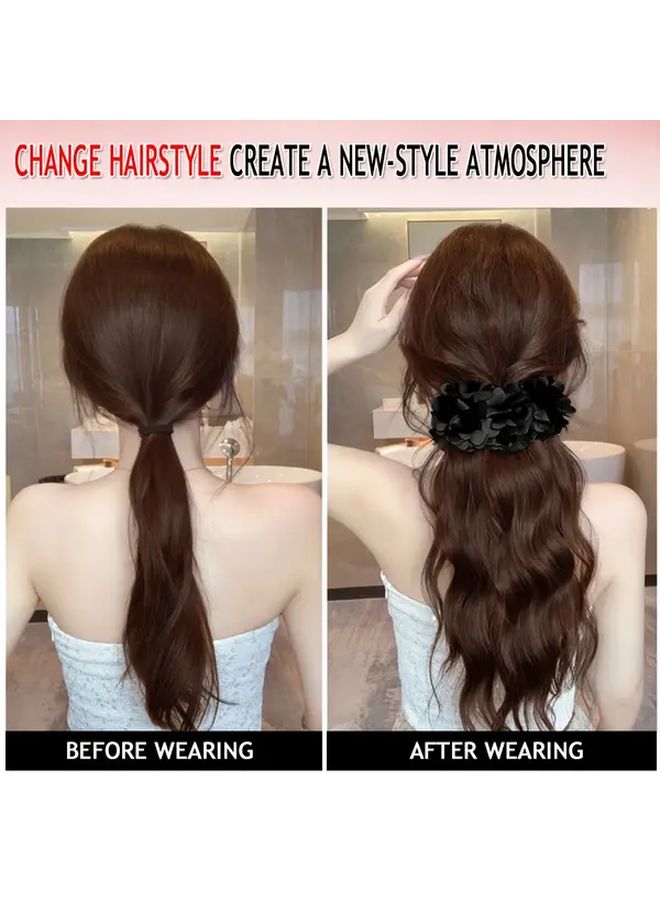Light Brown 18 Inch Curly Wave Ponytail Extension With Banana Clip No Crease For Women - Image 3