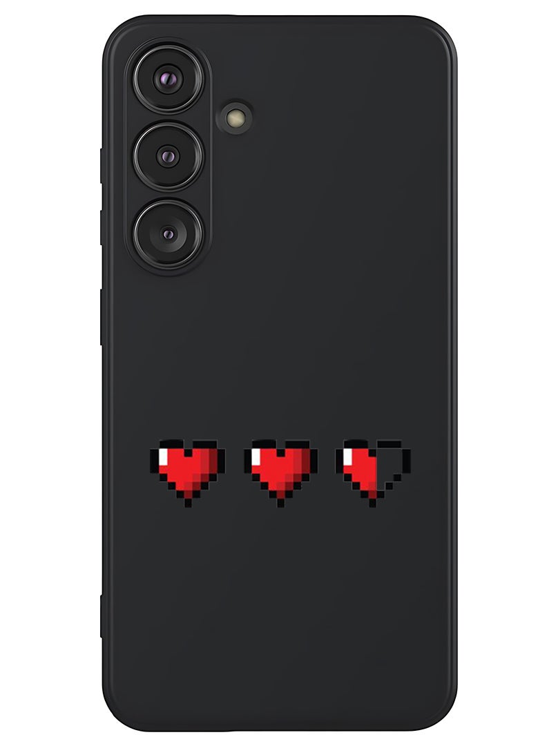 Theodor Protective Slim Fit Case Liquid Silicone Cover with Full Body Protection Anti-Scratch Shockproof Case For Samsung Galaxy S25 (Black) - 3 Hearts - Image 1