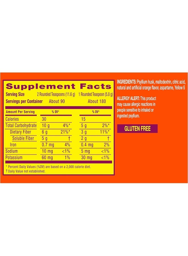 Metamucil Metamucil Daily Fiber Supplement, Orange Smooth Sugar Free Psyllium Husk Fiber Powder, 180  - Image 3