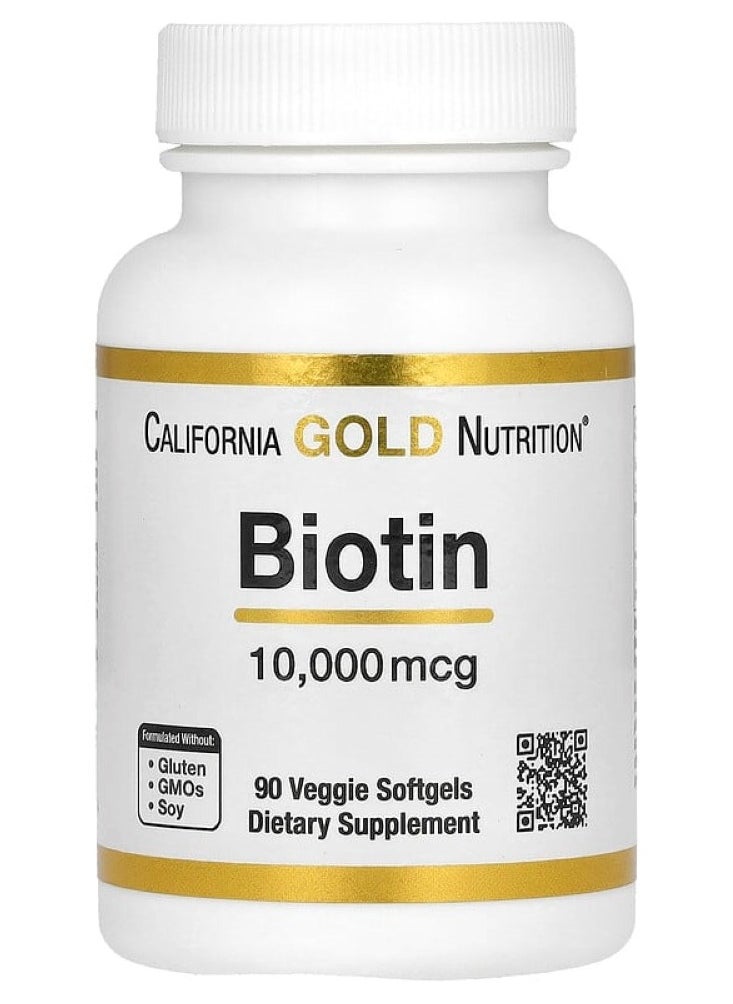 California Gold Nutrition - Biotin, 10,000 mcg, 90 Softgels - Image 1