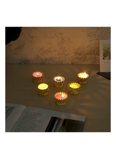 SYOSI 6 PCS Metal Lotus Ghee Oil Lamp Holders, Lotus Tea Light Holders Votive Candle Stand Set, Lotus Butter Lamp Holders for Diwali Puja Home Altar Ramadan Decoration Candle Centerpiece (Gold)  - Image 2