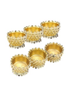 SYOSI 6 PCS Metal Lotus Ghee Oil Lamp Holders, Lotus Tea Light Holders Votive Candle Stand Set, Lotus Butter Lamp Holders for Diwali Puja Home Altar Ramadan Decoration Candle Centerpiece (Gold)  - Image 1
