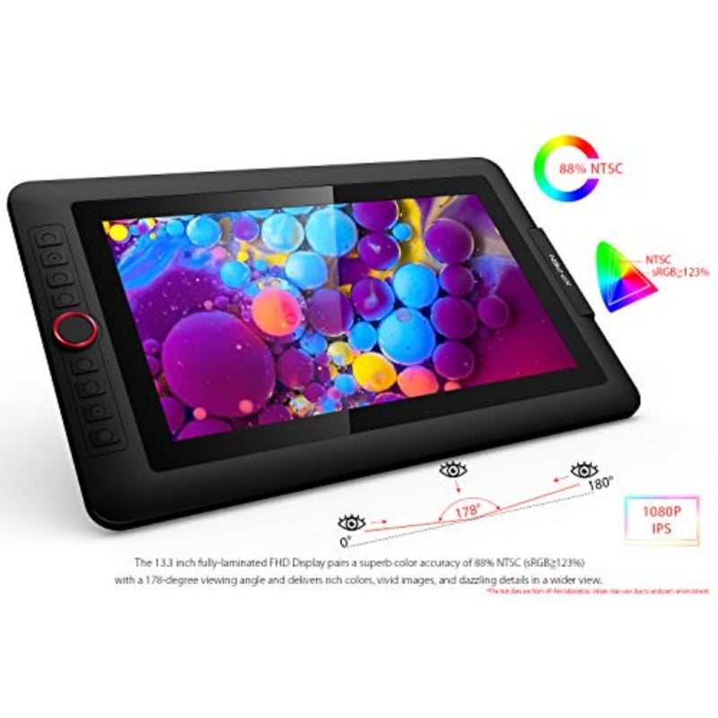 Drawing monitor for digital artists, IPS full-laminated glass, black, 13.3-inch display with tilt support, 8192-level pressure sensitivity, 123 sRGB color gamut, 8 shortcut keys - Image 2