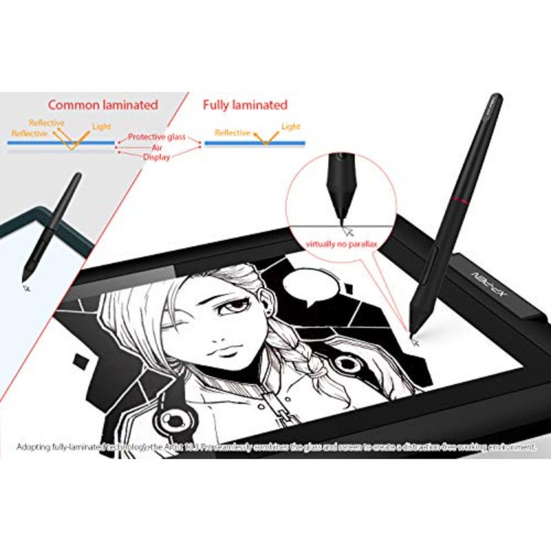 Drawing monitor for digital artists, IPS full-laminated glass, black, 13.3-inch display with tilt support, 8192-level pressure sensitivity, 123 sRGB color gamut, 8 shortcut keys - Image 4
