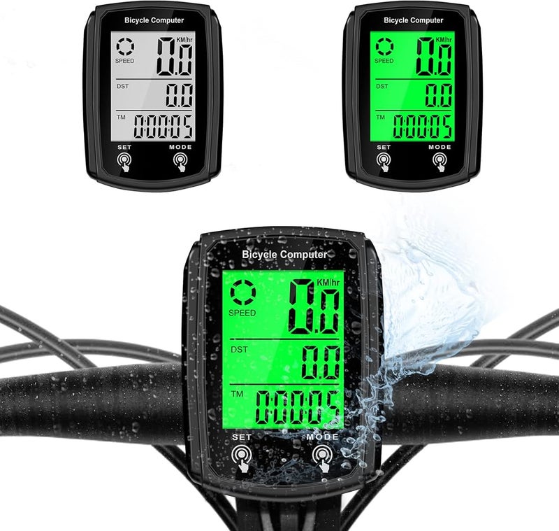 Hilceriy Bike Computer and Bicycle Odometer Wired KM/H Bike Speedometer with Automatic Wake-Up Cycling Speed Tracker LCD Display & Multi-Functions & Single Mileage & Calories Statistics Accessories - Image 1